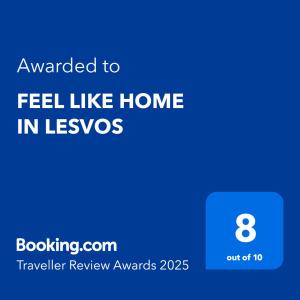 FEEL LIKE HOME IN LESVOS tanúsítványa, márkajelzése vagy díja
