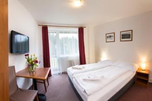 Katil atau katil-katil dalam bilik di Hotel Harrachov Inn
