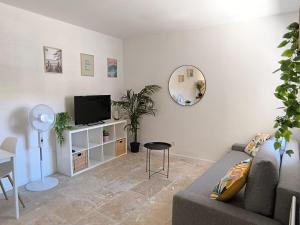 TV a/nebo společenská místnost v ubytování Charmant Studio à 30min des Plages