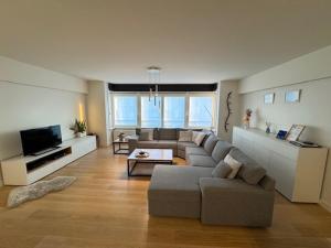 a living room with a couch and a tv at C-Blanche in Blankenberge +16 photos