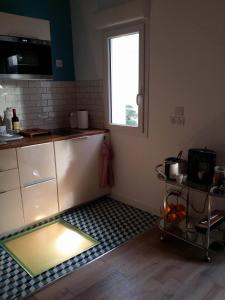 a kitchen with a stove and a sink at beau studio centre ville in Bordeaux