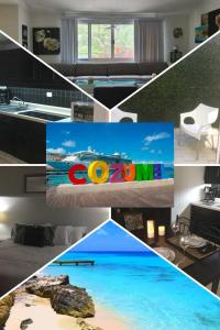 a collage of photos of a house with a pool at COZUMEL-1 Bed 1 Ba PARADISE in Cozumel