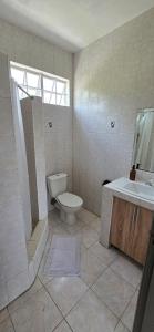 un baño con inodoro y lavabo en Maison de Vacances Pereybere, en Grand Baie