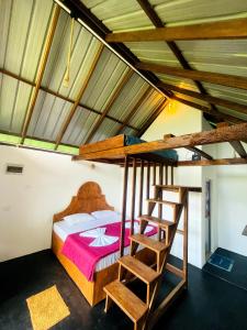 a bedroom with a bunk bed and a ladder at Ella Sky Cabana in Ella