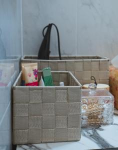 a brown basket sitting on top of a counter at Marvic House in Exaplátanos +46 photos