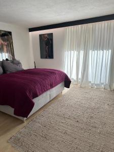 Postel nebo postele na pokoji v ubytování Modern renovierte Ferienwohnung mit Kunstambiente