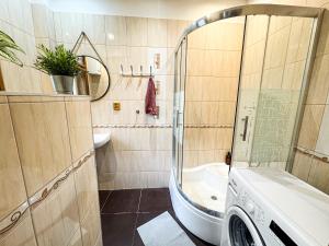 A bathroom at Beautiful Place in Slovakia Bratislava Old Town Center with AC Még 23 kép