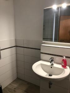 Ένα μπάνιο στο Ferienwohnung Orthsee 2