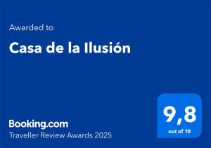 Certifikát, ocenenie alebo iný dokument vystavený v ubytovaní Casa de la Ilusión