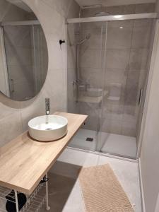 a bathroom with a sink and a shower at Bazan51 1 in Alicante