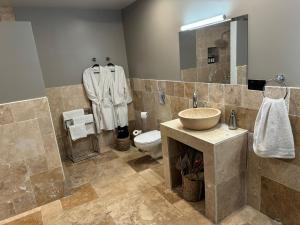 a bathroom with a sink and a toilet at Ma Campagne SPA Suite in Lux