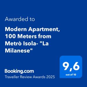 La Milanese, Appartamento Moderno con Balcone - Metro Isola a 2 min tanúsítványa, márkajelzése vagy díja