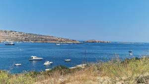 a group of boats in a large body of water at Seafront apartment at Waters' Edge in St Paul's Bay