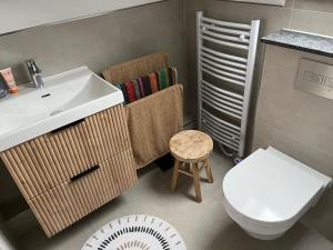 a bathroom with a sink and a toilet at Ostsee-AuszeitDahme in Dahme +14 photos