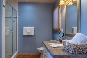 a bathroom with a sink and a toilet and a shower at Moonspinnerz in Paso Robles +19 photos