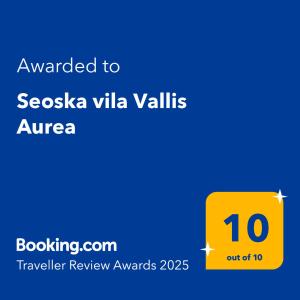 Sijil, anugerah, tanda atau dokumen lain yang dipamerkan di Seoska vila Vallis Aurea