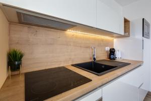 a kitchen with a sink and a counter top at Villa Corcovado Deluxe Apartments with Heated Pool in Vodice
