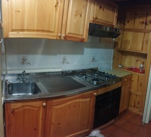 a kitchen with a sink and a stove at Agrifoglio in Torre Caprara