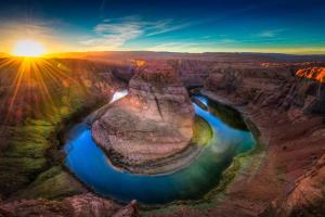 an aerial view of the grand canyon at sunset at Local VIEW Pet Friendly BOAT Parking Close to Antelope Canyon HorseshoeBend in Page