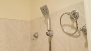 a shower in a bathroom with a shower head at Eden Travellers Lodge in Puerto Princesa City