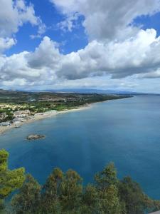 an aerial view of a beach and the ocean at Luna Convento Copanello B&B in Stalettì