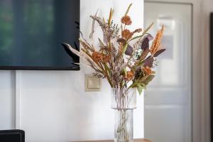 Una televisión o centro de entretenimiento en Kalamaki Court, Villa Clelia, 2 Bedrooms