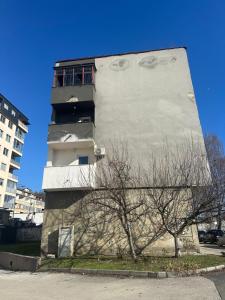 a tall building with a tree in front of it at Sweet Dreams in Sarajevo