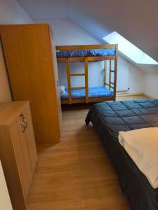 a bedroom with two bunk beds in a attic at Evasion Gérardmer in Gérardmer