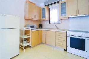 Η κουζίνα ή μικρή κουζίνα στο Apollonas Beachfront Apartment 1
