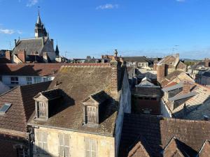 an aerial view of a city with roofs at Le duplex in Compiègne