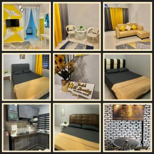 a collage of different pictures of a bedroom at Teratak HZ Homestay Indera Sempurna Kuantan in Kuantan