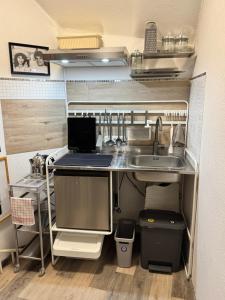 Dapur atau dapur kecil di Gemütliche helle Dach-Wohnung in Frankfurt