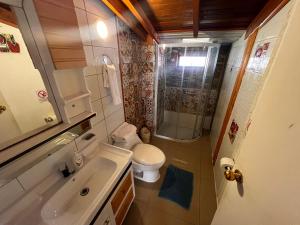 Koupelna v ubytování Cabañas y Hostal Isla Mágica + 34 fotografií
