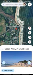 Captura de pantalla de un teléfono con un mapa de la playa en Ocean Walk Fishermans, en Zinkwazi Beach