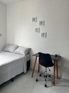 Postel nebo postele na pokoji v ubytování Reservei Pra vocês no meu apartamento, quarto e banheiro privados!