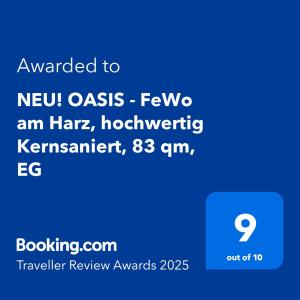 a screenshot of a phone with the text wanted tovae few am haar at NEU! OASIS - FeWo am Harz, hochwertig Kernsaniert, 83 qm, EG in Nordhausen