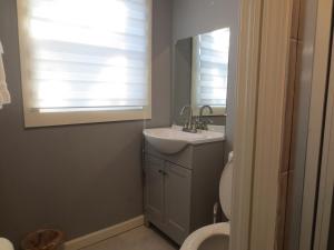 een badkamer met een wastafel en een toilet en een raam bij 3 Bed 2 Bath renovated house in West Rome in Rome