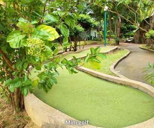 马六甲Costa Mahkota Stylish 2-Bedroom Pool View 1 Queen & 2 Singles的路边绿草成荫的花园