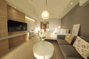 Зона вітальні в Shanghai Suju Service Apartment Pudong Wanda Plaza Zhoupu Subway Station Branch