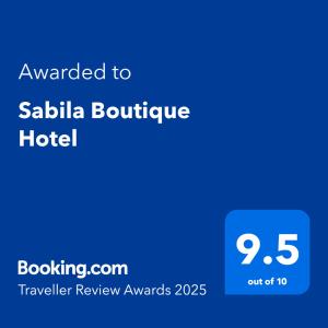 Certificato, attestato, insegna o altro documento esposto da Sabila Boutique Hotel