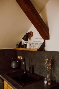 Kuchyň nebo kuchyňský kout v ubytování Apartmány Lešovice