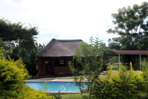 a small hut with a swimming pool in front of it at Emlanjeni Guest Lodge in White River
