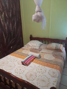 1 dormitorio con 2 camas, cabecero y peine en Studio confortable à Capesterre-de-Marie-Galante - 20 m², en Capesterre