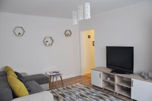 Televízia a/alebo spoločenská miestnosť v ubytovaní SMP Apartment