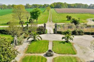 an aerial view of a garden with palm trees at Domaine de Launay blot in Baguer-Morvan