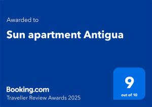 Certyfikat, podpis lub inny dokument wystawiony w obiekcie Sun apartment Antigua
