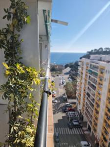 a view from the balcony of a building at Apart 2 habit vistas playa y montaña lift parking in Calella
