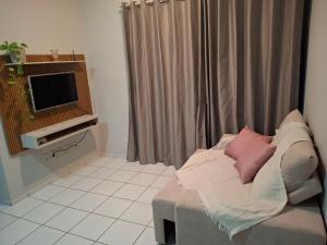 a living room with a couch and a television at Apartamento aconchegante in Teresina