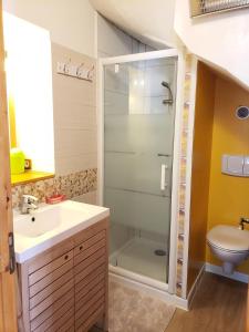 a bathroom with a shower and a sink and a toilet at Résidence Rue De La Paix - T2 PLEIN CENTRE VILLAGE MAE-3731 in Villard-de-Lans