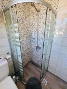 a shower with a glass door in a bathroom at Hermoso Studio a metros del Obelisco in Buenos Aires +7 photos